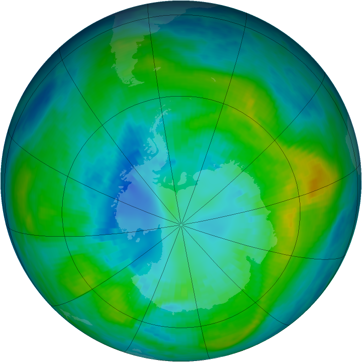 Antarctic ozone map for 11 April 1980